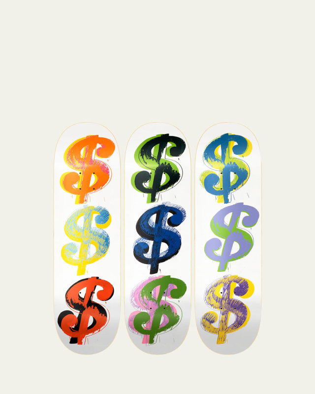 "Dollar Sign 9" by Andy Warhol Skateboard Wall Art, Set of 3